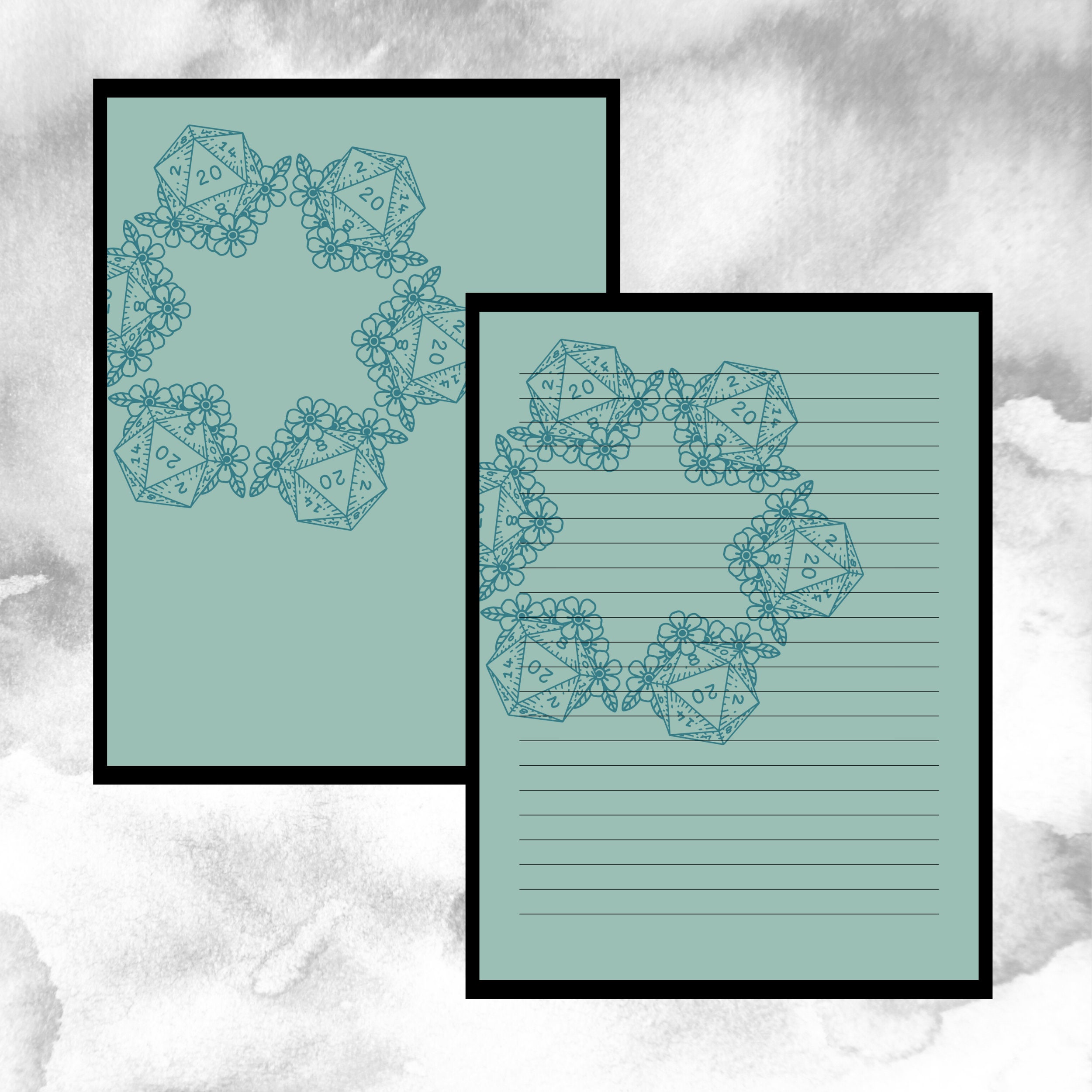 D&amp;D D20 Stationary Line and Blank Pages 8 Different Designs - Etsy