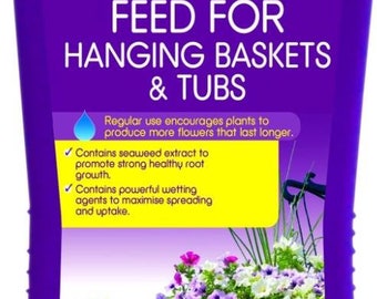 Feed for Baskets & Tubs. Regular use encourages plants to produce more flowers.