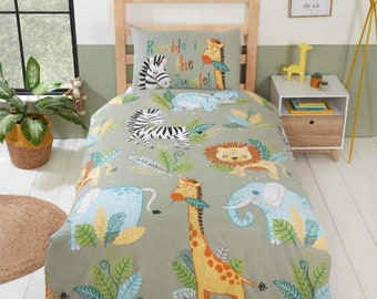 Rumble in the Jungle Bedding Set. UK Single. Reversible