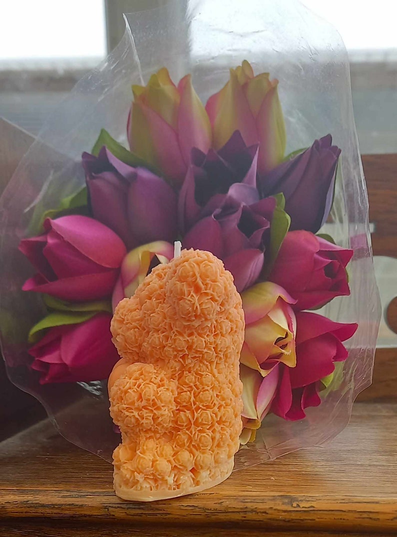 Made to order Orange Teddy with Love Heart. Made with a Rapeseed and coconut blend Vegan Friendly. Kosher and Halal Certified image 2