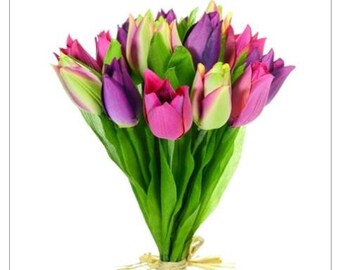 Artificial Tuplip Bundle Bunch Of Pink And Purple Tulips