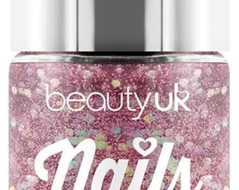 BeautyUK.  VivaMK Stardust. Pink. Vegan. Galaxy Glitter Nail Polish Range