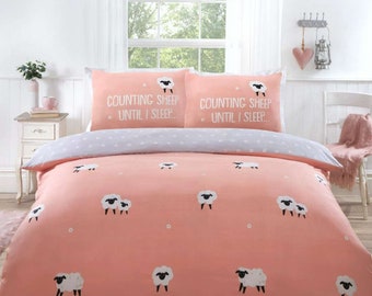 Counting Sheep King Size Duvet Set Pink