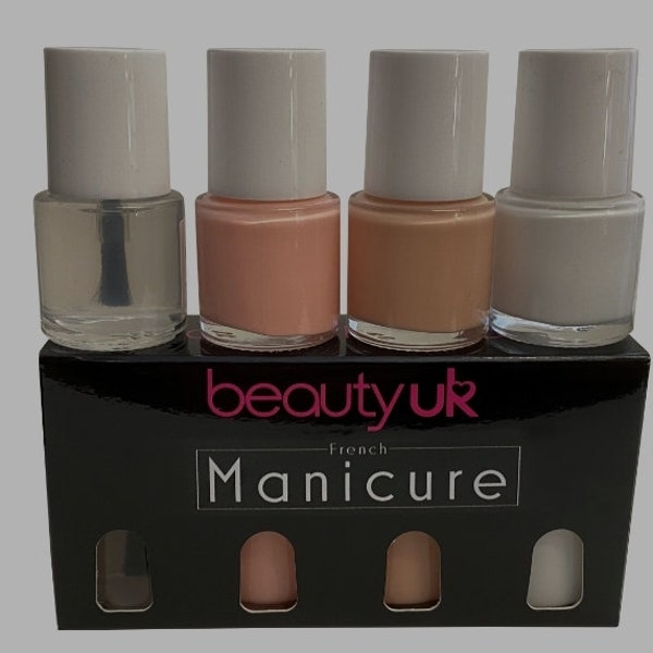 Vegan Friendly French Manicure Nail Set. With Top and Base coat - Free UK Mainland Delivery