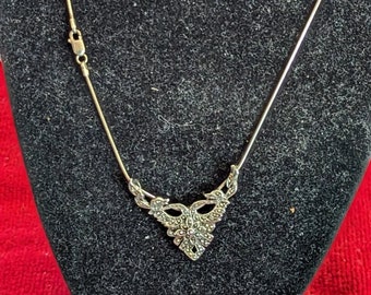 Sterling Silver, Marcasite Pendant Necklace