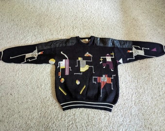 Vintage Mark Elliot Sweater with Leather Trim