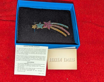 Heidi Daus Rhinestone Shooting Star Brooch - With Box Collectable