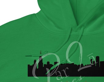 Blk Chi Skyline Flag Hoodie Green South Side Chicago Holiday Gift