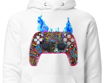 Geek Gamer Flame Galaxy Drawstring (Unisex) Hoodie - Geek Fashion Hoody - Skater Streetwear Sweatshirt - Gamer Apparel