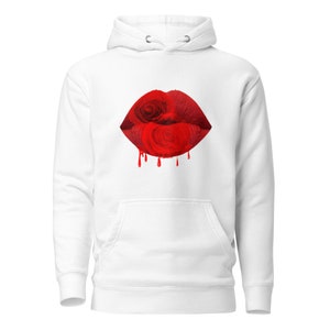 Femme Fatale Lipstick Drawstring Hoodie (Unisex) - Urban Chic Streetwear Hoody - Lipstick Kiss Dripping Art Sweatshirt Apparel