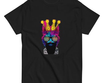 King Kitty Rocker Graphic Art T-Shirt (Unisex) Skater Style Streetwear Fashion Tops - Urban Skatewear Tees - Urban Street Style Shirts