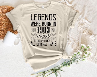 42nd Birthday Gift Shirt For Men - Vintage 1983 Original Parts Design, Customizable T-Shirt - View #9