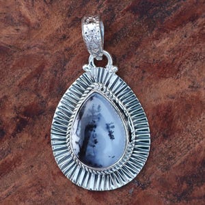 Dendritic Agate 925 Sterling Silver Pendant Necklace