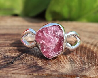 Raw Ruby Ring | July Birthstone Handmade Ring | Natural Ruby Ring For Women | Sterling Silver 925 | Handmade Jewelry