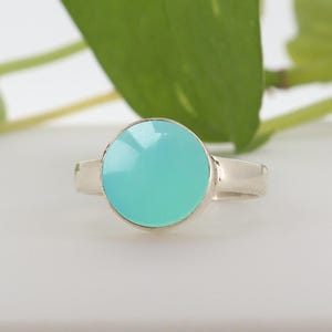 Real Chalcedony Rings, Natural Aqua Chalcedony Rings, 925 Sterling Silver, Personalized Gifts, March Birthstone, Boho Rings, Christmas Gift