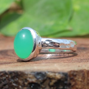 Natural Green Chrysoprase Rings, Chrysoprase Rings, 925 Silver Rings, Personalized Gifts, Artisan Jewelry, Girls Ring, Christmas Gift Idea
