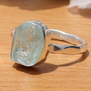 Rough Aquamarine Ring, Natural Aquamarine Rings, Solid 925 Sterling Silver Rings, Personalized Gifts, Handmade Jewelry, March Birthstone