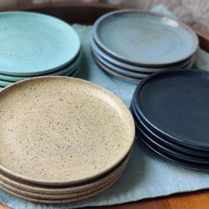 One Set of 4 Small Hand-thrown Ceramic Appetizer, Bread, or Dessert Plates