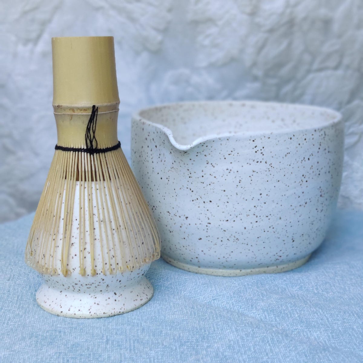 Hand-thrown Ceramic Matcha Set - Matcha Bowl W/whisk Holder