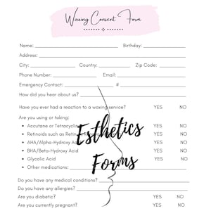 Waxing Consent Form with Post Care Instructions