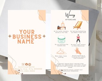 Editable Waxing Aftercare Business Cards