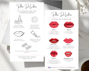 Español Tarjeta de cuidados posteriores al rubor de labios editable