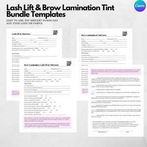 Wimpern Lift & Brauen Laminierung Tönung Bundle Vorlage Bearbeiten Sofort Download PDF