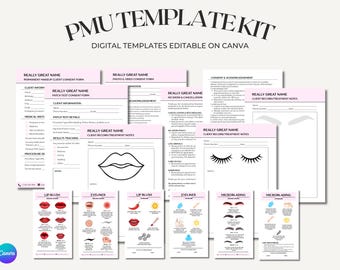 PMU Forms Bundle Canva Editable | Consent, Aftercare, Treatment Notes & Policies Kit