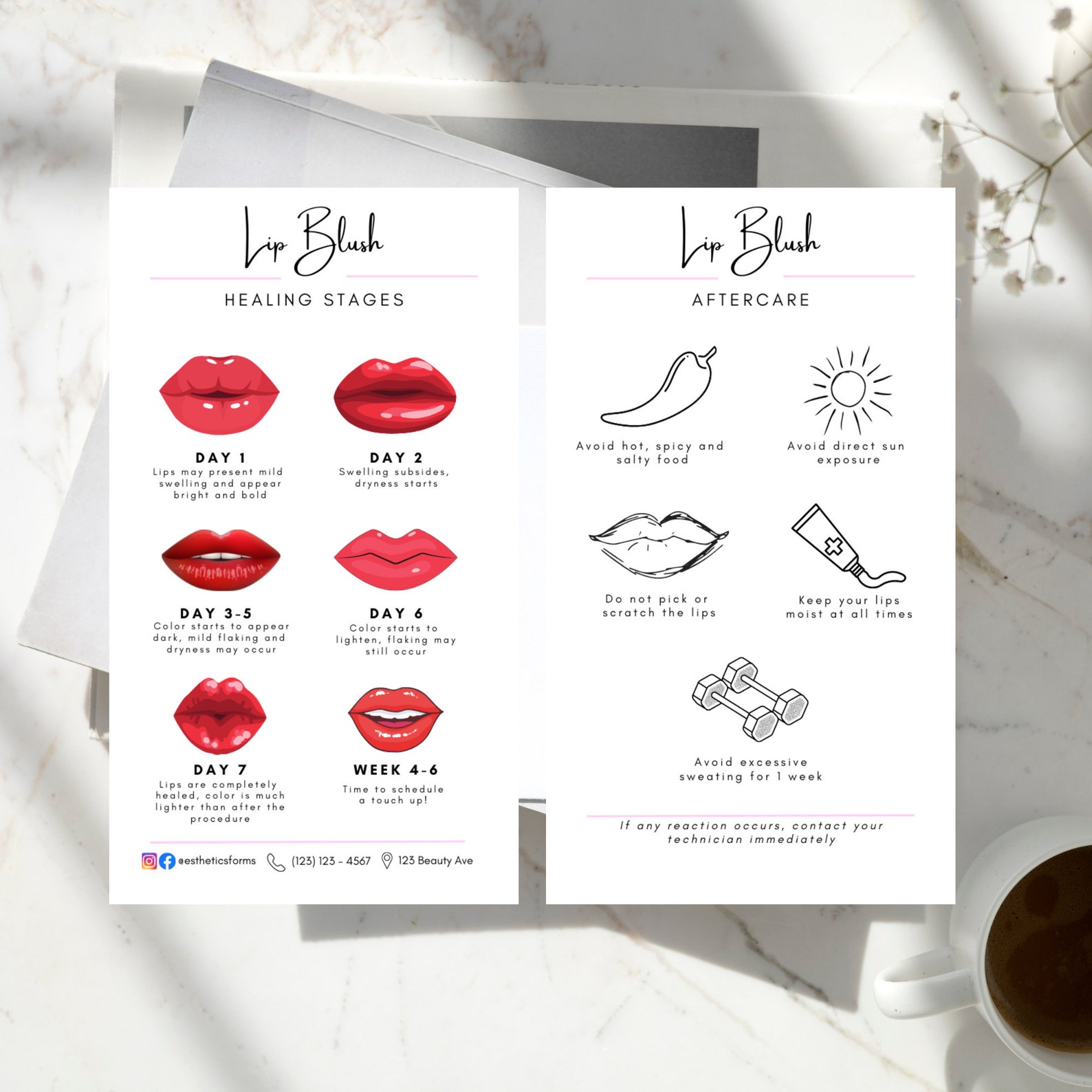 PMU Lip Blush Aftercare Card Etsy