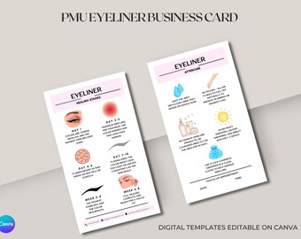 PMU Eyeliner Aftercare Business Card Template | Lash Line Healing Guide (Canva)