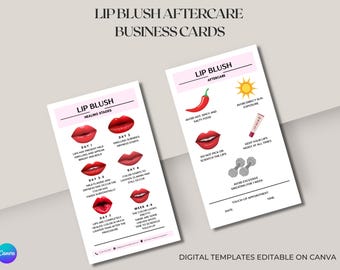 Lip Blush Aftercare Business Card Template | PMU Healing Guide (Canva)