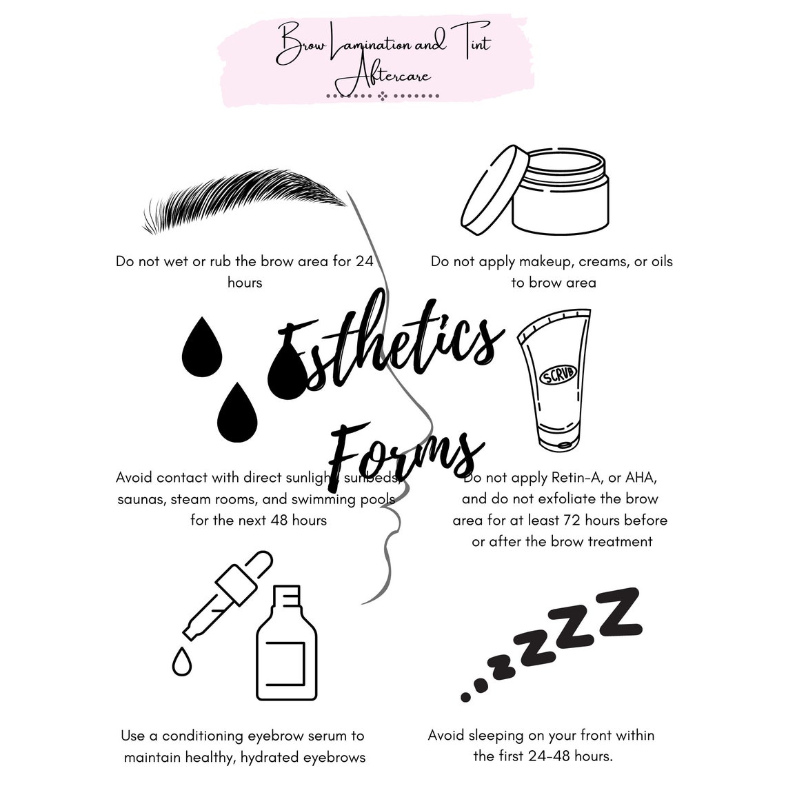 Editable Eyebrow Lamination With Aftercare Instructions Easy Download PDF Etsy