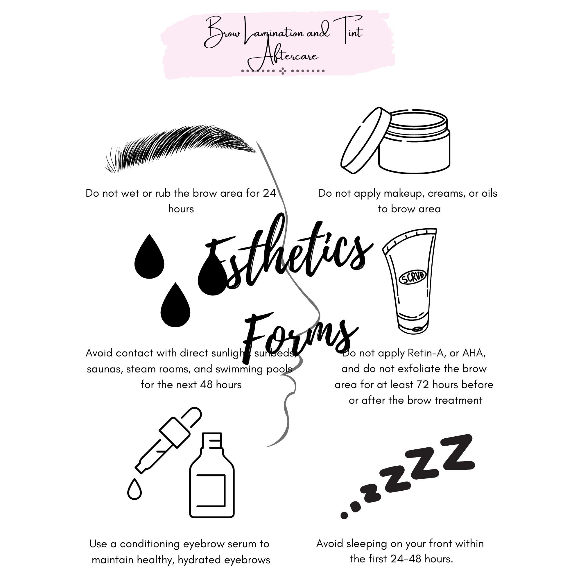 Editable Eyebrow Lamination With Aftercare Instructions Easy Download