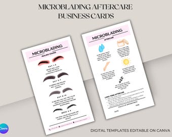 Microblading Aftercare Card Template | PMU Instructions | Brow Healing Guide | Editable Canva Business Card