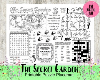 Placemat The Secret Garden Puzzle: activiteitenblad voor kinderen (digitale pdf-afdrukbaar)