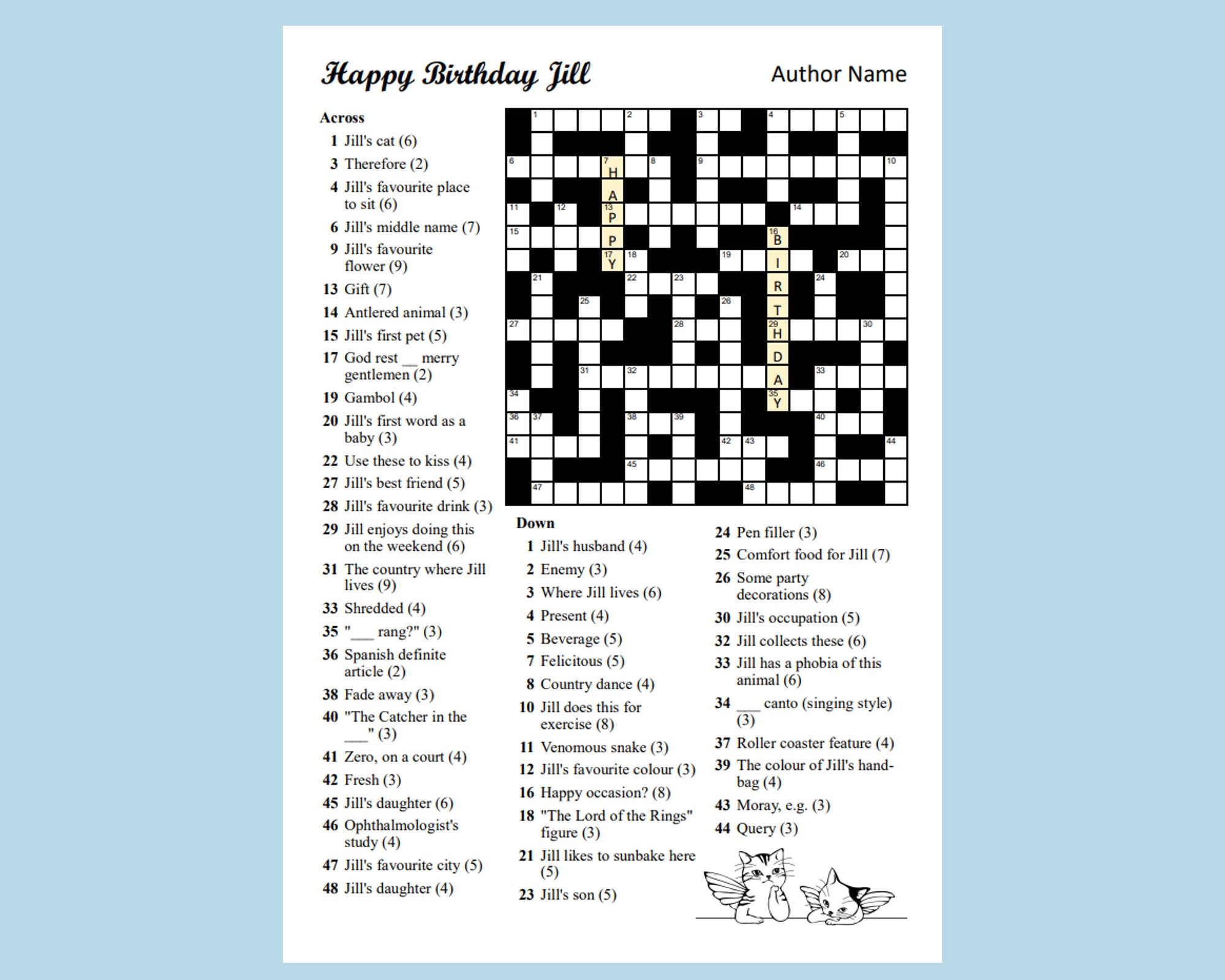Printable CUSTOM CROSSWORD Puzzle, Birthday Gift, PDF, Crossword ...