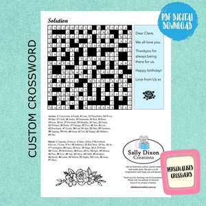 Printable CUSTOM CROSSWORD Puzzle, Birthday Gift, PDF, Crossword ...