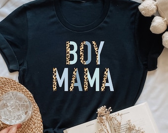 Boy Mama Jersey Tee Shirt | Cheetah Print Mama Shirt