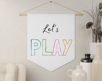 Lets Play Wimpel, Spielzimmer Dekor, Regenbogen Spielzimmer, Spielzimmer Banner