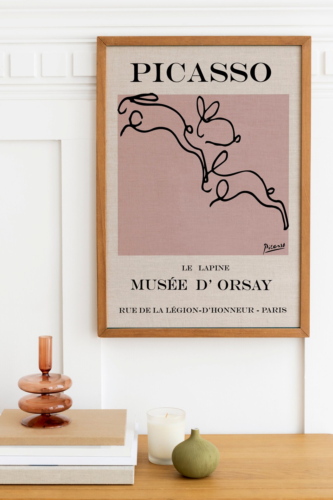 Picasso - Rabbit , Exhibition Vintage Line Art Poster, Minimalist Line ...
