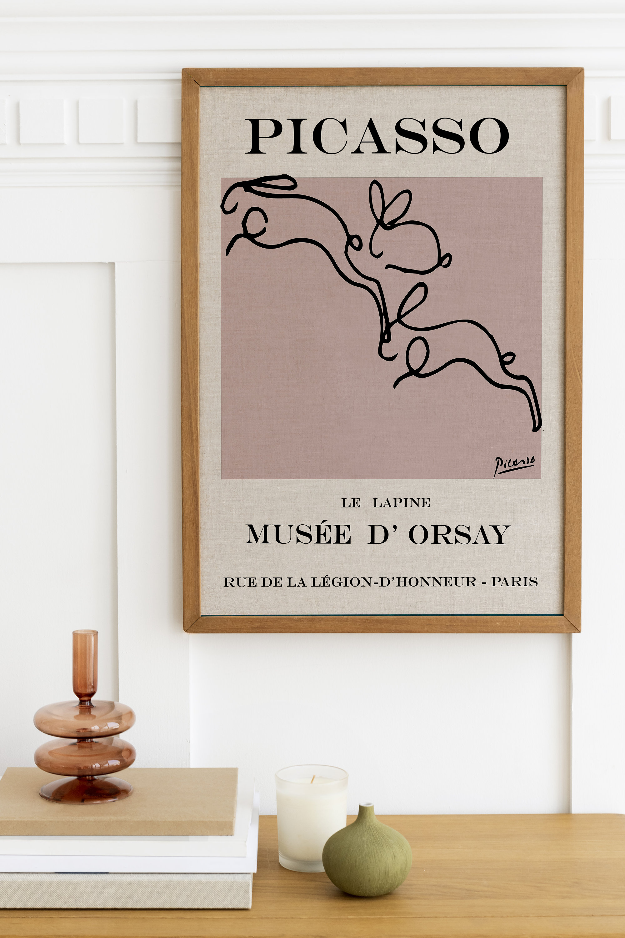 Picasso - Rabbit , Exhibition Vintage Line Art Poster, Minimalist Line ...