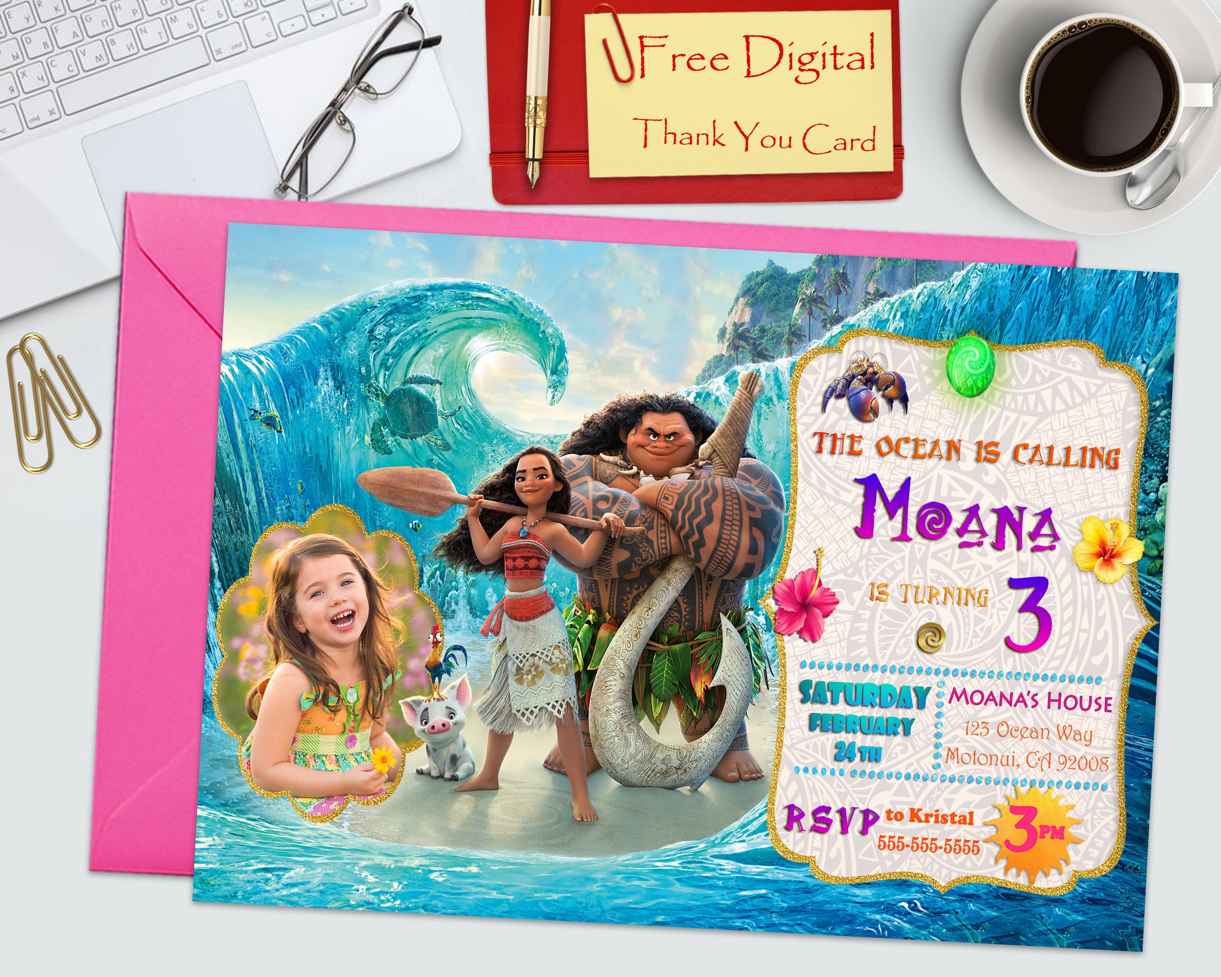 Moana Greeting Card - Etsy