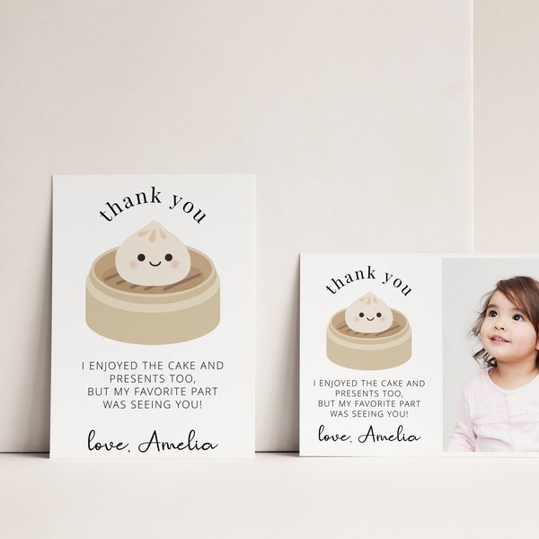 Dumpling Thank You Card, Little Dumpling Birthday, Bao Baby Shower, Instant Download