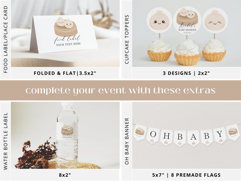 Twin Dumpling Baby Shower Invitation Bundle, Little Dumplings on the