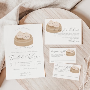 Zwilling Knödel Baby Shower Einladungs Set, Zwillinge Knödel sind auf dem Weg, Bücher für Babys Karten, Windel Tombola Set, Instant Download