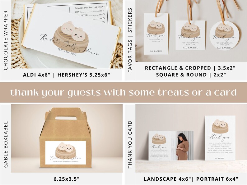 Twin Dumpling Baby Shower Invitation Bundle, Little Dumplings on the