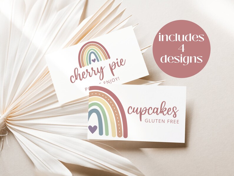 Rainbow Place Cards Boho Rainbow Buffet Food Label Birthday Party Name Card Instant Download