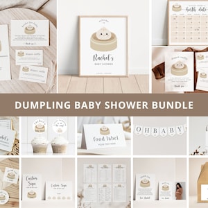 Dumpling Baby Shower Invitation Bundle, Bao Baby Shower Decorations, Dim Sum Party Decor, Instant Download