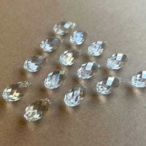 Set of 15 Swarovski Teardrop Crystals – Clear Faceted Beads for Jewelry Making & DIY Crafts