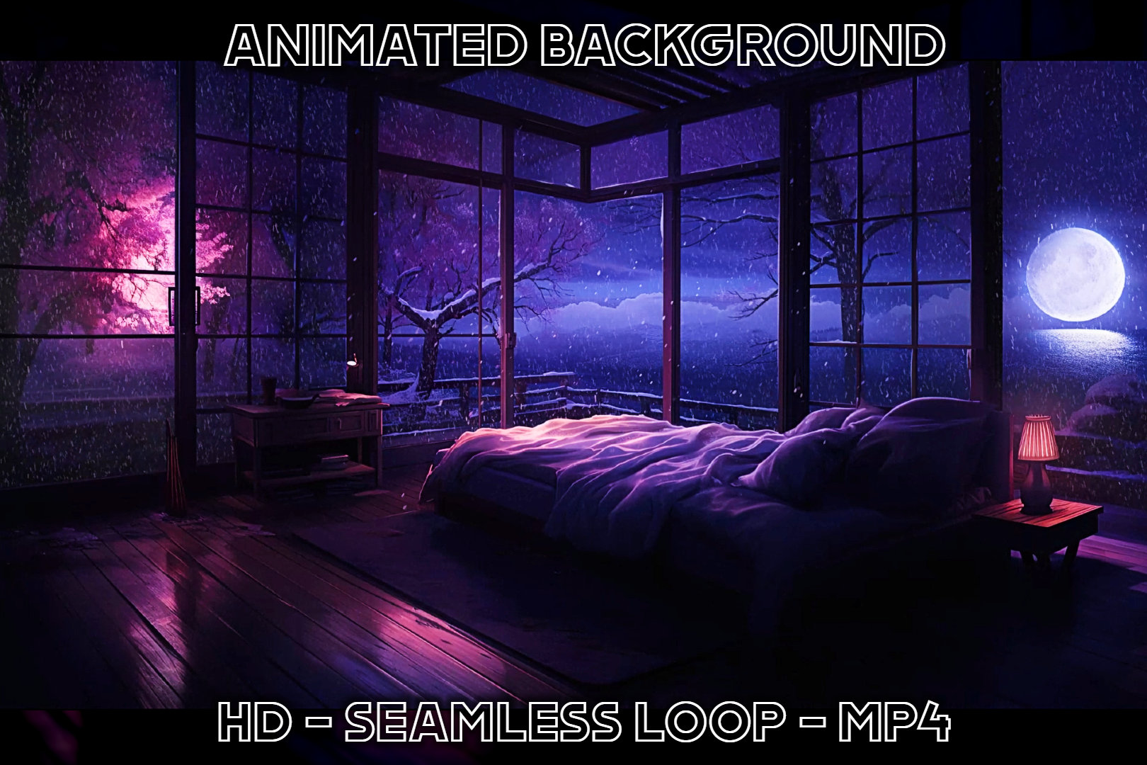 Animated Background Loop - Snowy Sakura Bedroom for Green Screen SFX ...